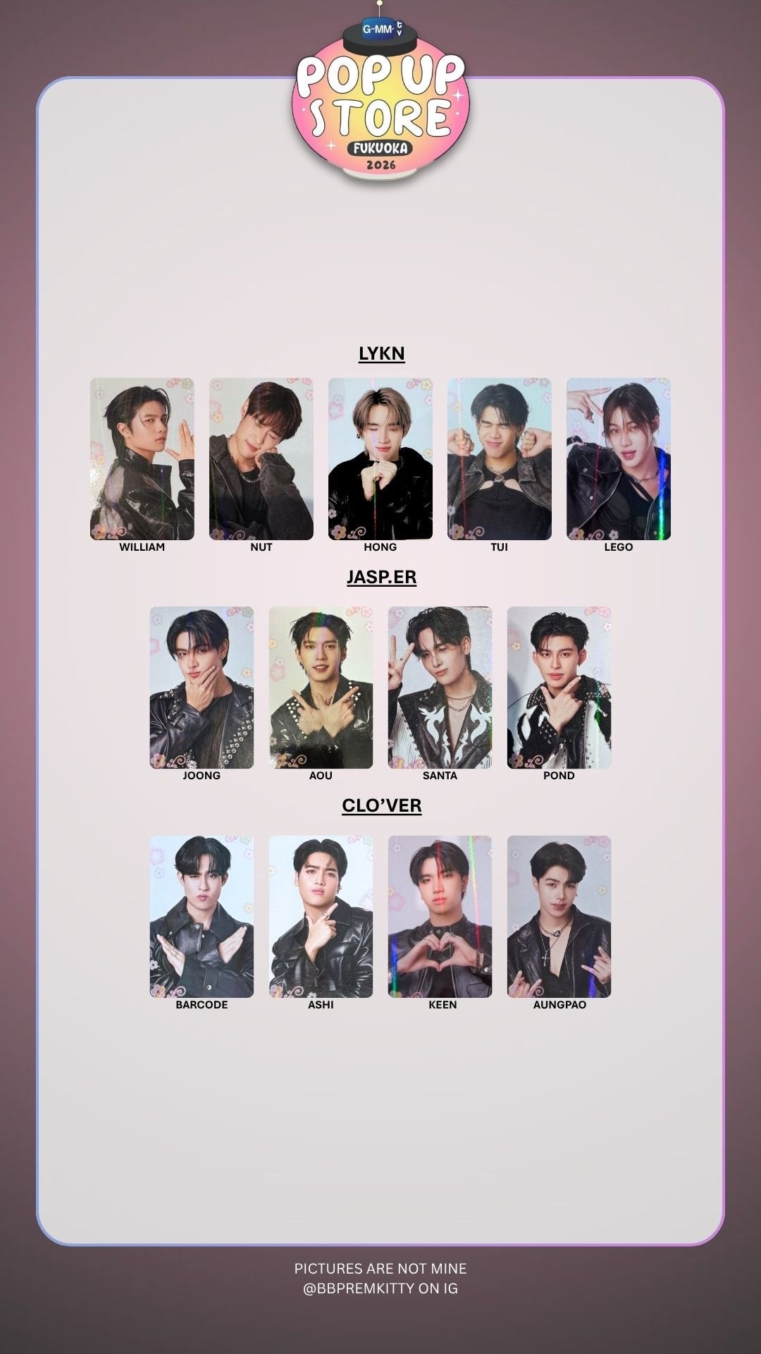 GMMTV 2026 Pop Up Store in Fukuoka Boys Random Card