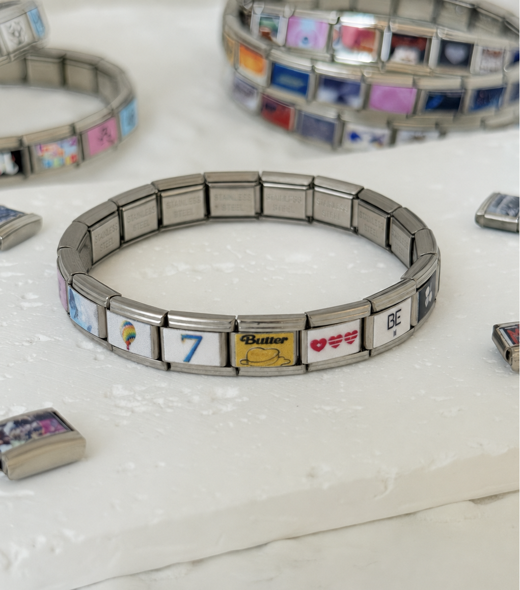 BTS Album-Inspired Charm Bracelet-Custom Italian Charm Bracelet