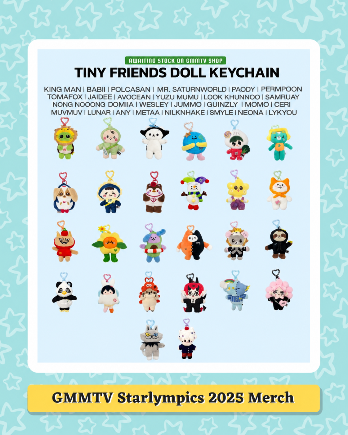 GMMTV 2025 STARLYMPICS TINY FRIENDS DOLL KEYCHAINS