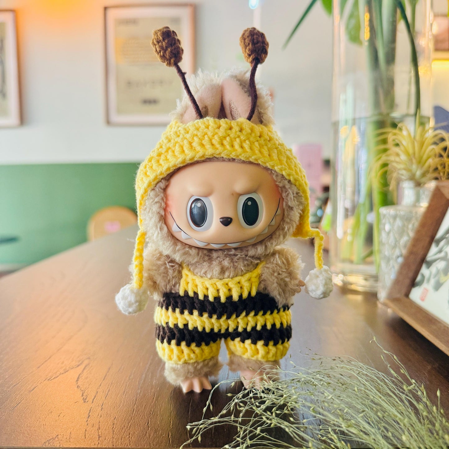 Handmade Crochet Labubu Bee Clothes